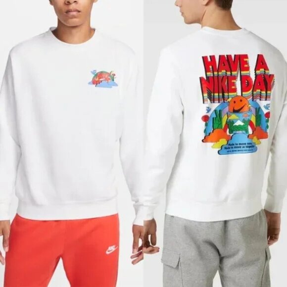 Nike Have A Nike Day Graphic Print Crew Sweatshirt  Sz Large - Picture 1 of 5